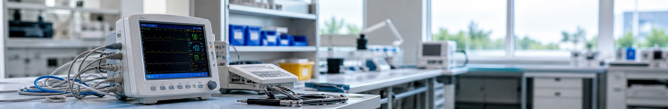 Clean clinical engineering workbench with diagnostic equipment